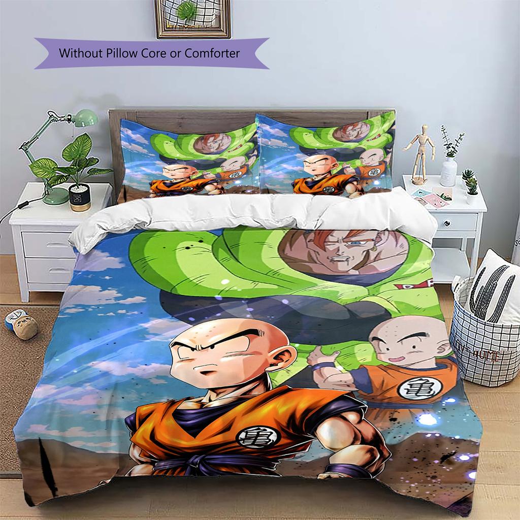 Povlečení s motivem postav z Dragon Ball Domácí dekorace Narozeninový dárek (1 * povlak na peřinu + 2 * povlak na polštář, bez jádra)
