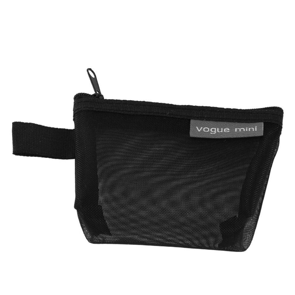 

Сумка для помады Прозрачная сетчатая сумка для хранения Нейлоновая косметичка Уличный мини-кошелек для монет Женщины чёрный