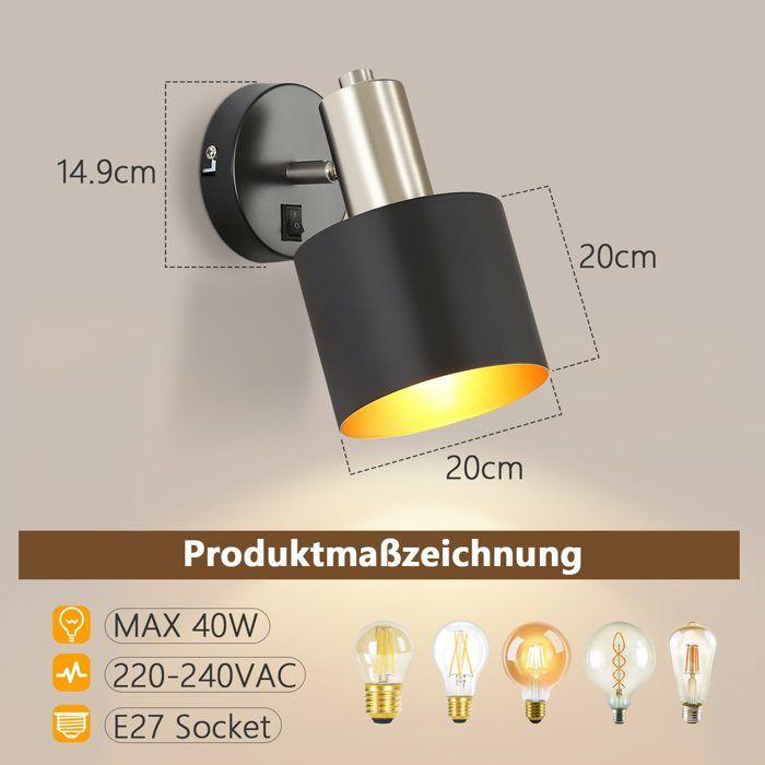 Indoor Wall Applique - NETTLIFE - 330° Adjustable - E27 - Metal - Switch