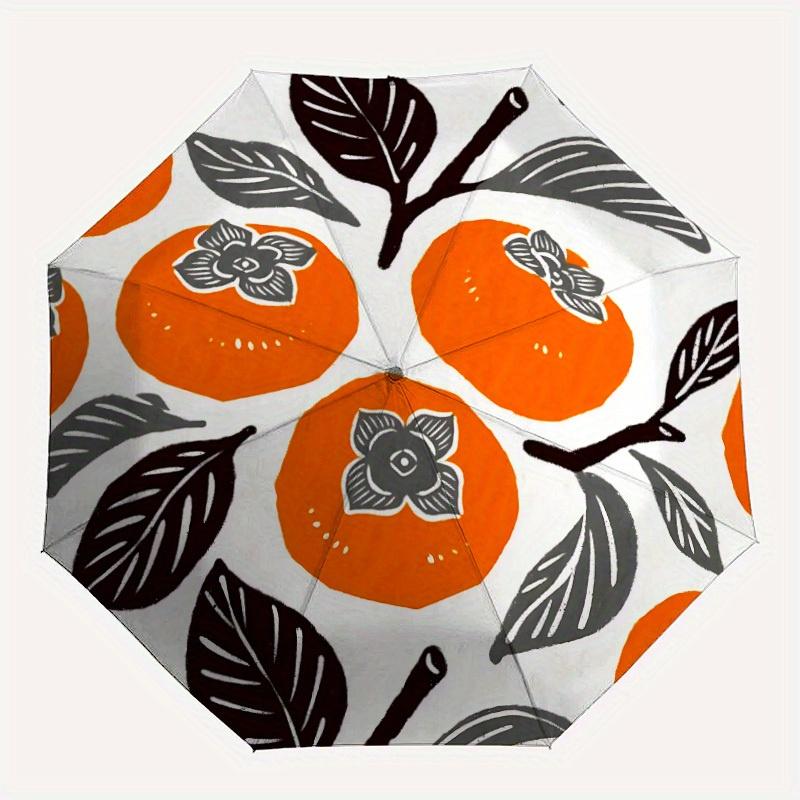 

1pc Orange Fruit Design Automatic Open, Sturdy Iron Frame, Compact Folding Design, All-Season Portable Umbrella for Women & Men yy250801065