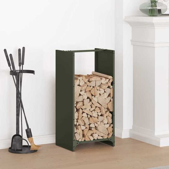 VidaXL Portant de bois chauffage vert olive 40x30x80 cm 864234