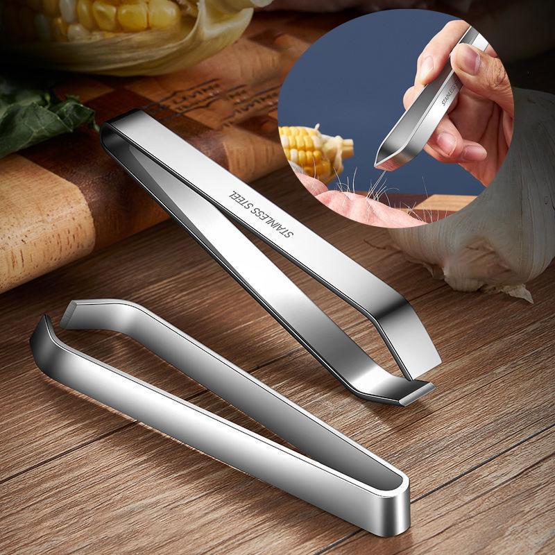 Stainless Steel Fish Bone & Garlic Peeling Tweezers - Kitchen Tool for Salmon Bone Removal and Bristle Clamping