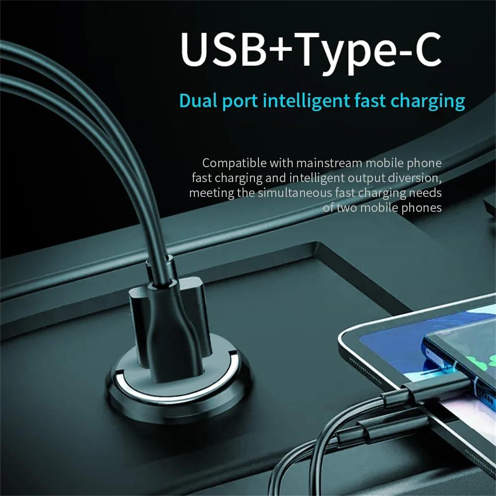 100W Mini-Autoladegerät Schnellladung QC3.0 Typ C USB PD Telefon Schnellladegerät für iPhone Xiaomi Samsung Huawei Zigarettenanzünder