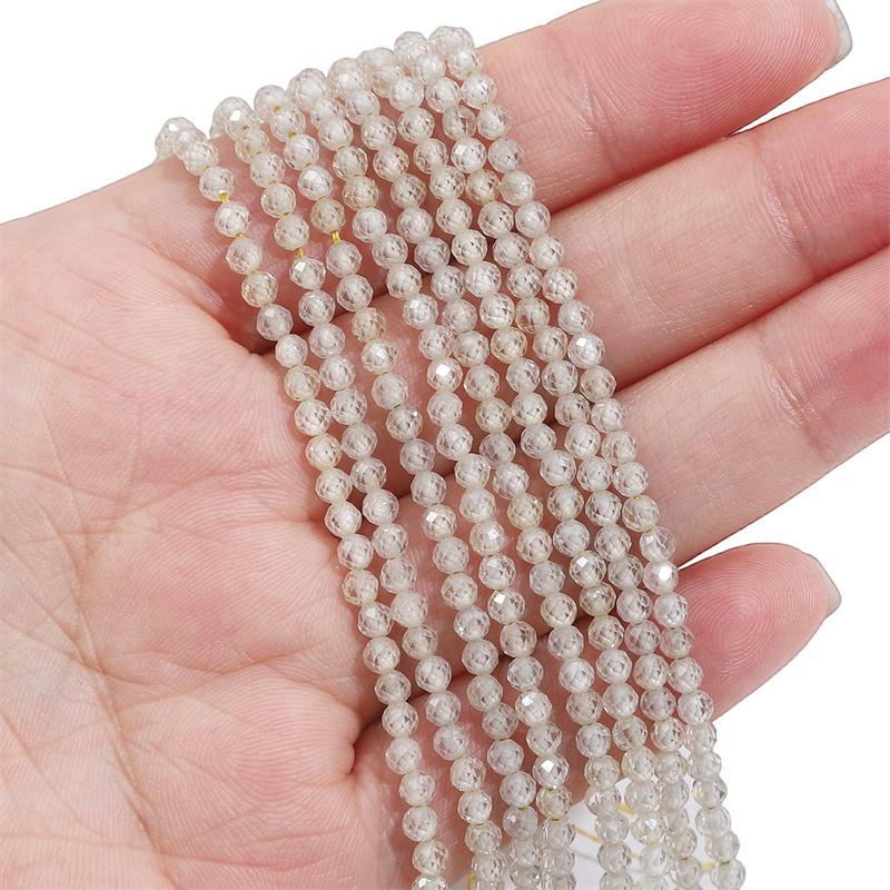 120Pcs Natural Multicolor Zircon Faceted Round Beads for DIY Jewelry Bracelet Earring Making