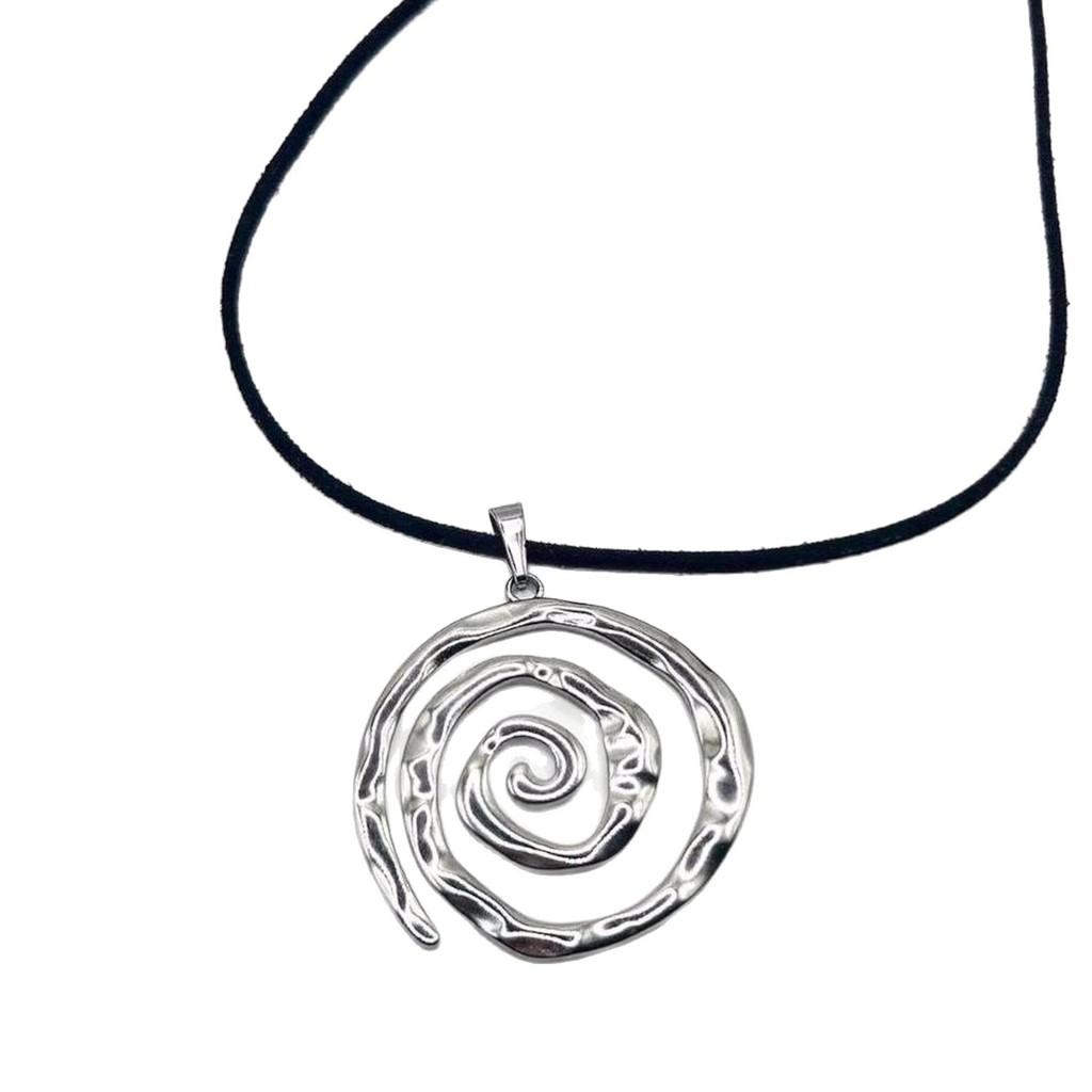 Titanium Steel Spiral Pendant Necklace For Women With Geometric Design And Boho Style Fall Jewelry