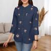 ZANZEA Women Casual Round Neck 3/4 Sleeve Loose Floral Print Blouse