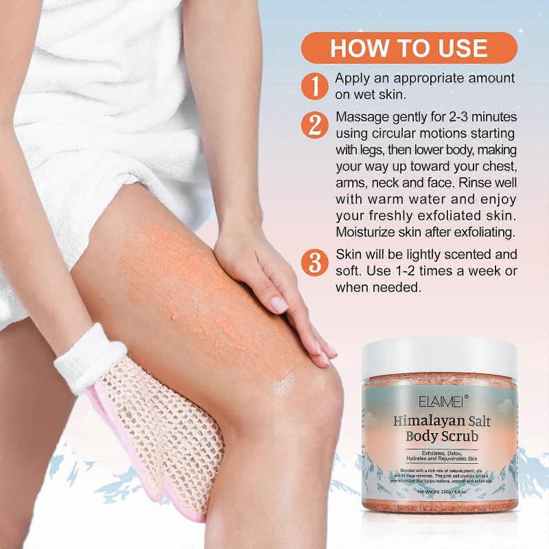 Himalaya Salt Body Scrub - Remove Acne Dark Spots - Salt Exfoliating Body Scrub - Smooth Skin Deep Cleansing Moisturizing Hyperpigmentation - Women Bo