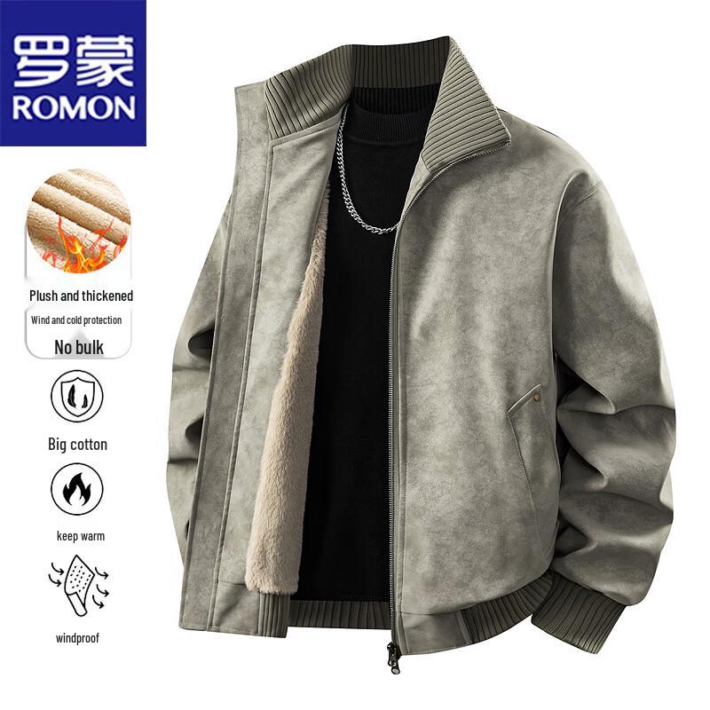 

ROMON Men s Warm Faux Leather Jacket 3XL