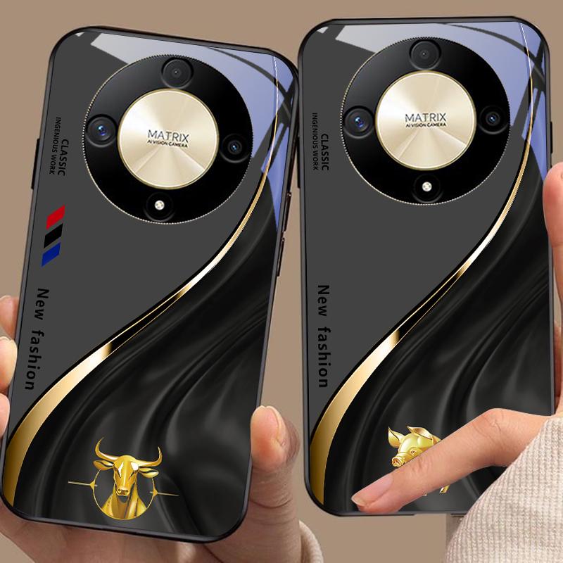 Flydende Mønster Til Honor Magic 6 50 70 90 Lite X7b 200 Pro Nova 10 Nova 5T X6 P30 Pura 70 Ultra Hærdet Glas Telefon Cover