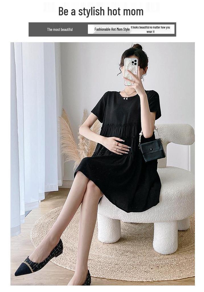 2026 Summer Stylish Maternity Short Sleeve Korean Slimming Dress