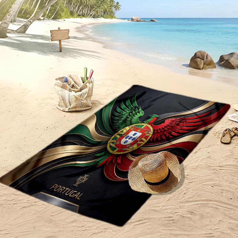 Portugal Football Print Beach Towel Quick Dry Super Absorbent Soft Bath Towel for Swimming Beach Travel Fan Souvenir Gift