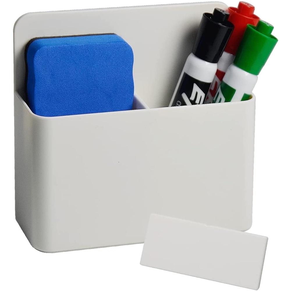 

Magnetic pen cup storage organizer, magnetic whiteboard pen holder, storage for whiteboard pens and erasers (blue) білий