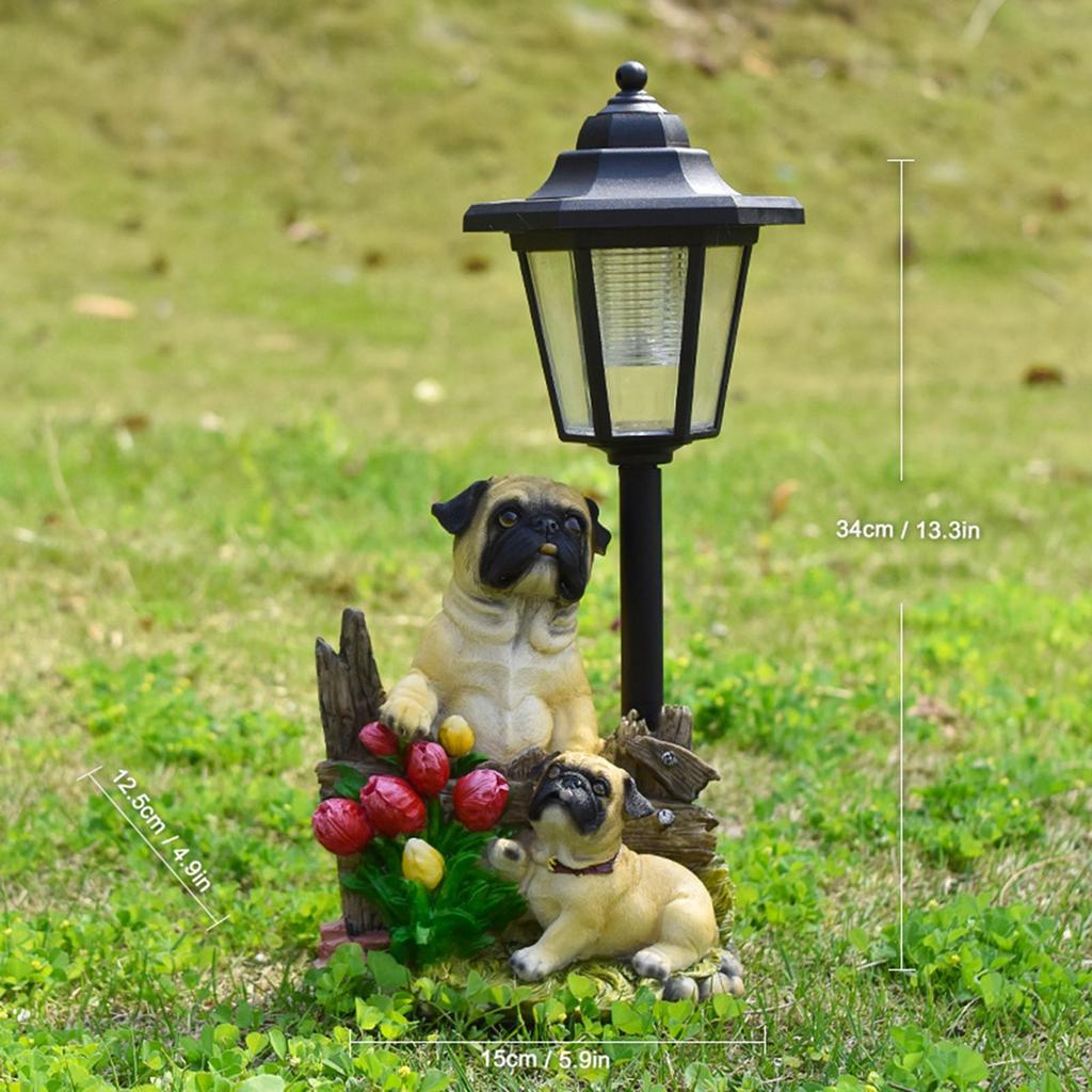 Patio Dog Figurine, Light Sculpture Made of Resin for The