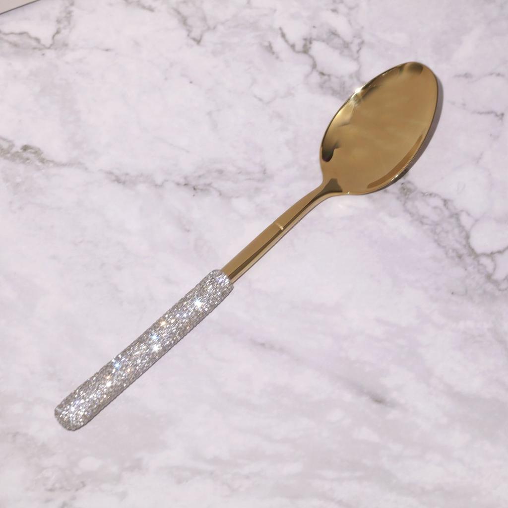 Luxury Cutlery With Rhinestone Handle Stainless Steel Knife Fork Spoon Tableware Flatware Set Festival Kitchen Dinnerware Gift