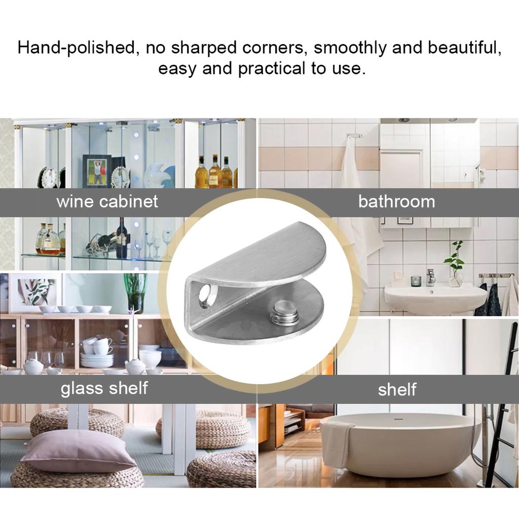 6Pcs Brushed Stainless Steel Glass Clamp Holder Bracket Panel Clip Fixing Tool for Home Use