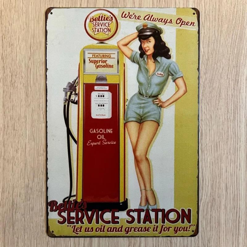 Pin-Up Girl Metal Sign, Retro Wall Art Decor