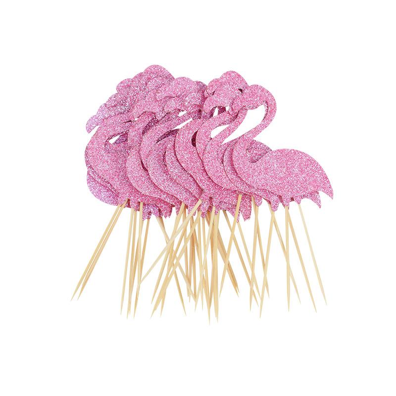 10pcs Hawaiian Party Cupcake Toppers Flamingo Trees Luau Summer Tropical Party Cake Decoration Birthday Party Wedding Supplies
