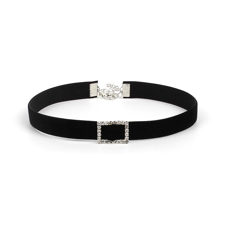 European and American jewelry, fleece rhinestone geometric choker neck chain collar, versatile collarbone chain