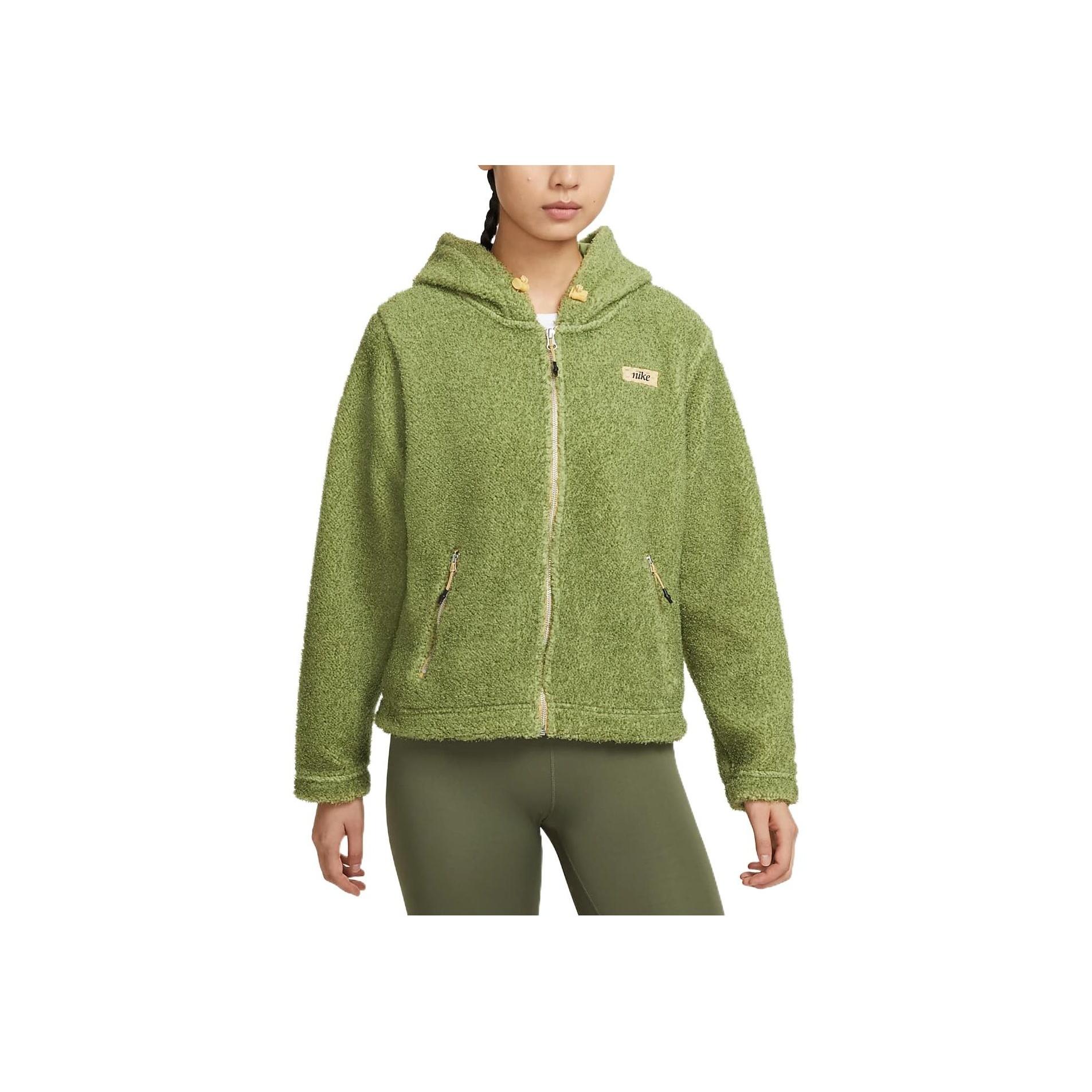 

Nike Однотонная толстовка с капюшоном на молнии с буквенным принтом, женская верхняя одежда, зеленая DQ6269-334 S