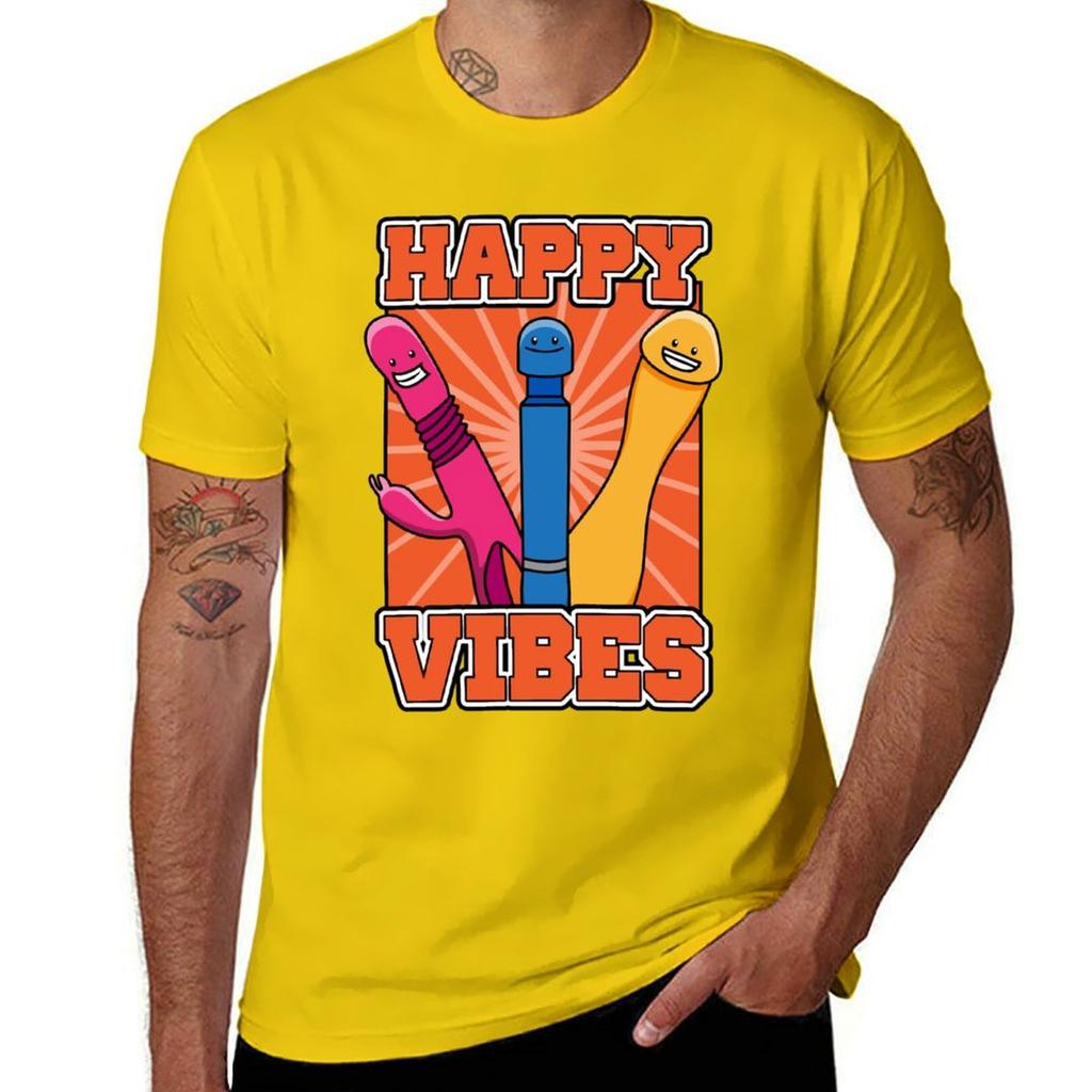 Happy Vibes Vibrator Dildo T-Shirt Blacks Animal Prinfor Boys Boys Whites Black T-shirts for Men