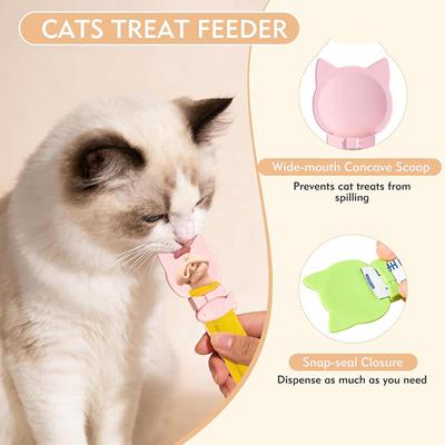 Cat Strip Feeder Spoon Long Handle Cat Food Strip Squeezer Pet Meat Mud Treat Dispense Spoon For Cats Pet Supplies