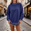 Women's Casual Versatile Color Block Pullover Sweatshirt with Polka Dot Print
