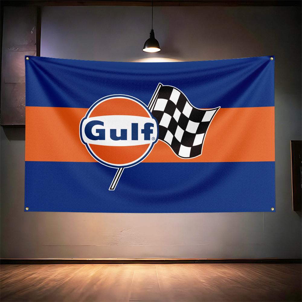 Gulfs Racing Oil Fanu Karogs 3x5