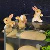 Pack of 3 Colorful Rabbit Resin Figurines Ideal for Hanging on Balconies or Aquariums Edges Multifunctional Decors
