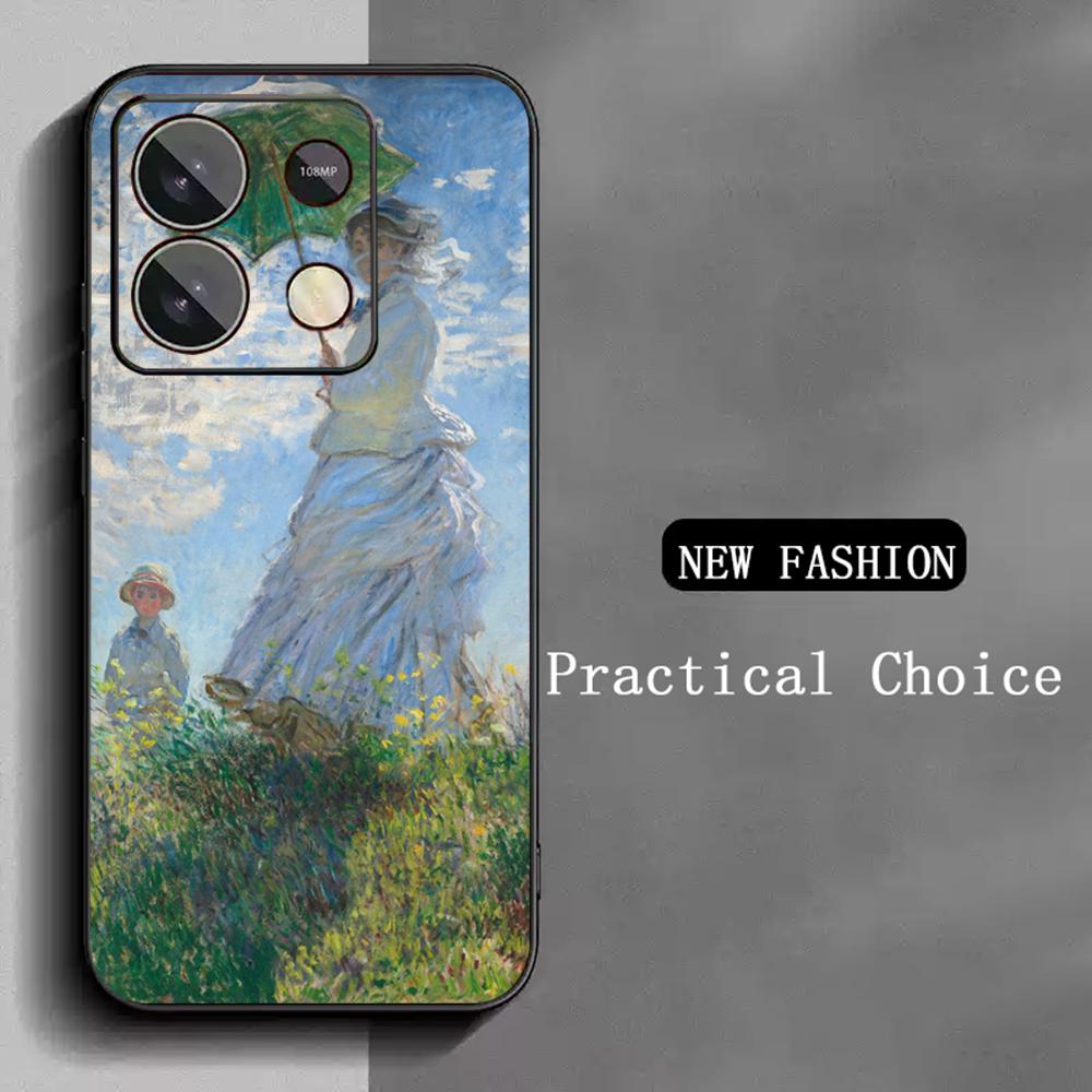 Claude Monet Painting Classic Art Phone Case For Redmi Note 14 13 12 11 Pro Plus S 5G 14C A3 Soft Black Phone Cover