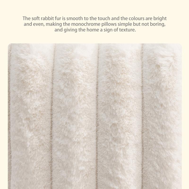 Faux Fur Pillow Covers Cozy Gentle Striped Ornamental Throw Pillow Covers Velvet Empty Pillowcase Cushion Case For Sofa Couch
