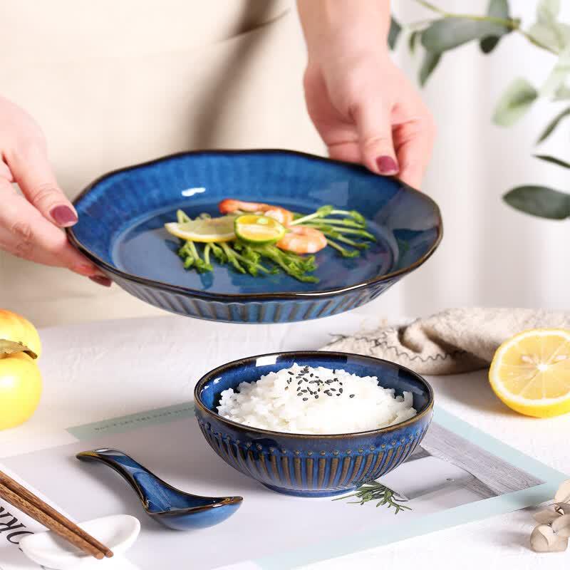CODA Japanese Style Reactive Glaze Dinnerware 4-Piece Set