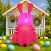 1,2M/4FT Frohe Ostern Aufblasbares Spielzeug Rosa Hase Dekoration Eingebaute LED-Lichter Modell Außenhof Gartenparty Requisiten Ornamente