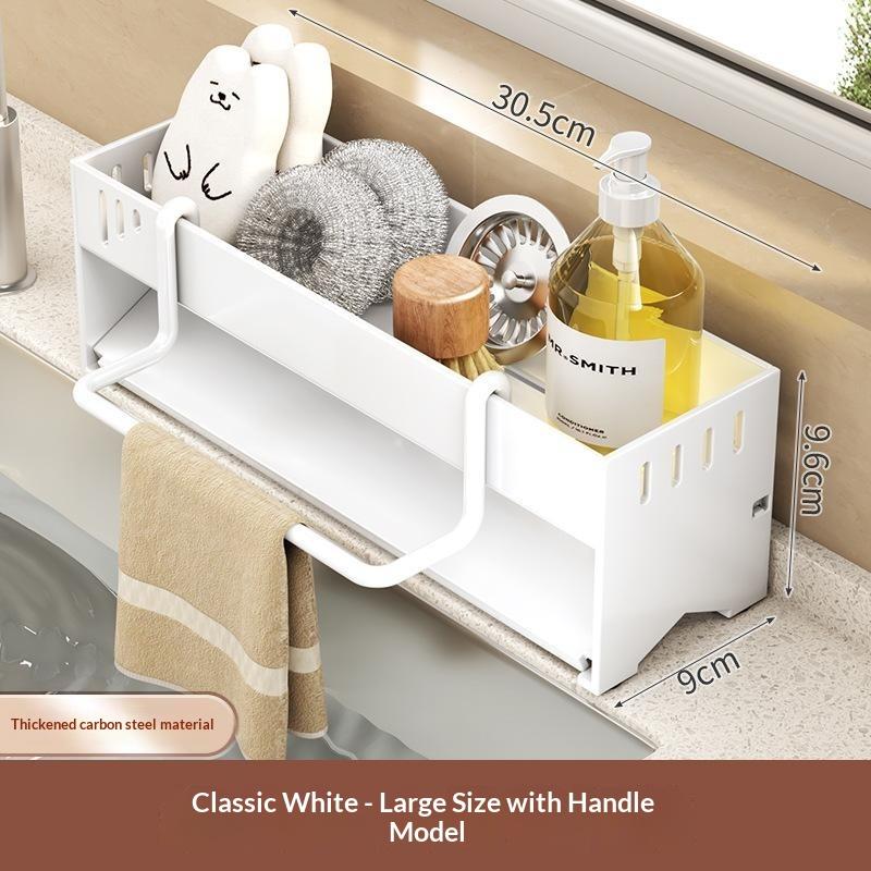 Kitchen Countertop Storage Rack Multi-Purpose Rag Drain Holder Stable Non-Slip Organizer for Dishcloth Sponge Storage