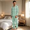Herren-Karomuster-Pyjamaset mit Knopfleisten-Cardigan und gerader Hose - Entspannte zweiteilige Nachtwäsche für Herren