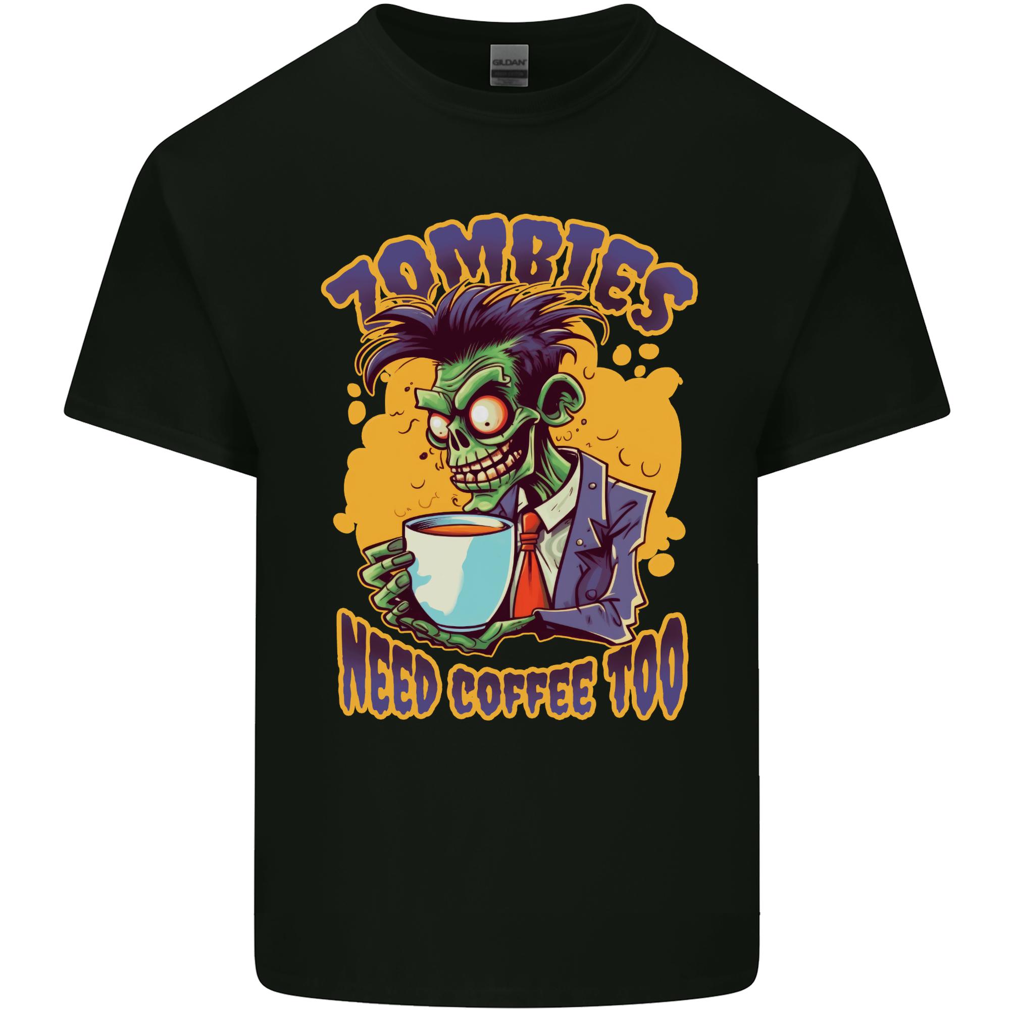 Zombies Need Coffee Too Funny Unisexs Light Cotton TShirt S