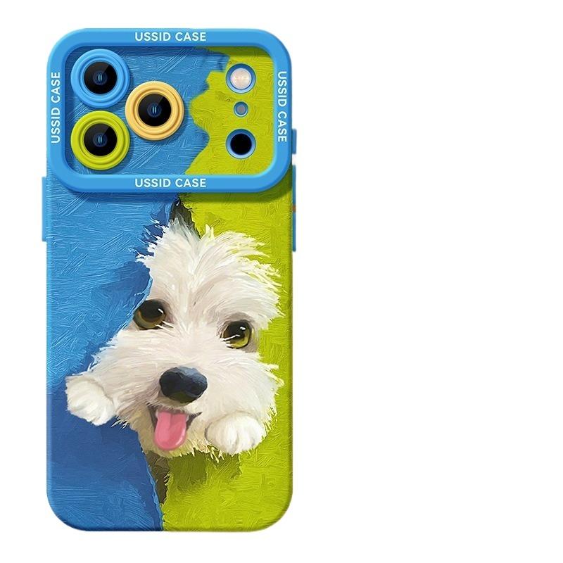 Plush Puppy Cute Cartoon Hanging Chain Phone Case iPhone 17 синий