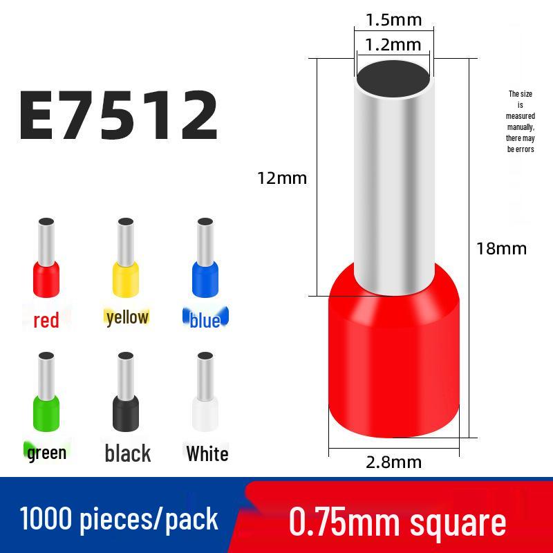 Copper Nickel Plated Tubular Terminal, 1000 Pieces - European Style Pre-Insulated Pin Crimp Lug for Wiring.