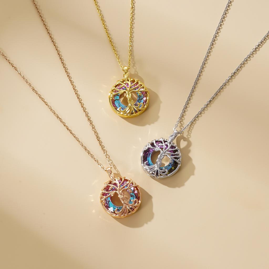 IFYOUOO Light Luxury Tree of Life Necklace -selling Gold Sliver&Rose Gold Popular Design Necklace for Lady as a Gift