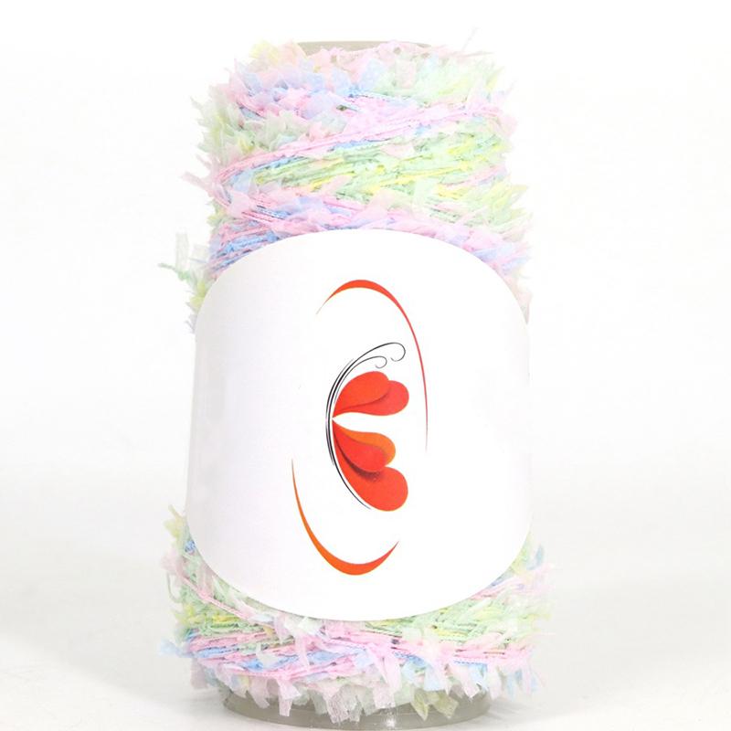 50G Rainbow Butterfly Paper Yarn Colorful Fancy Blend Partner Thread Hand Knitting Summer Baby Scarf Hat Doll Sweater Supplies