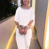 Women's Two Piece Set Crew Neck Short Sleeve Top Wide Leg Pants Loose Casual Outfit