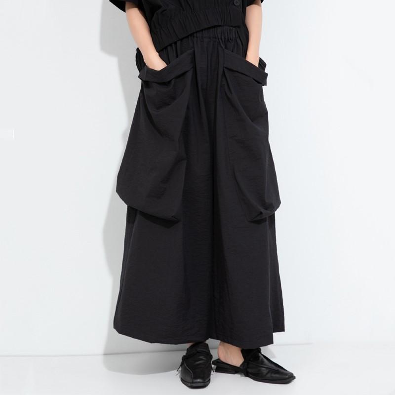 plus size Vintage black Summer High Waist wide leg Pants Women Loose Casual Trousers