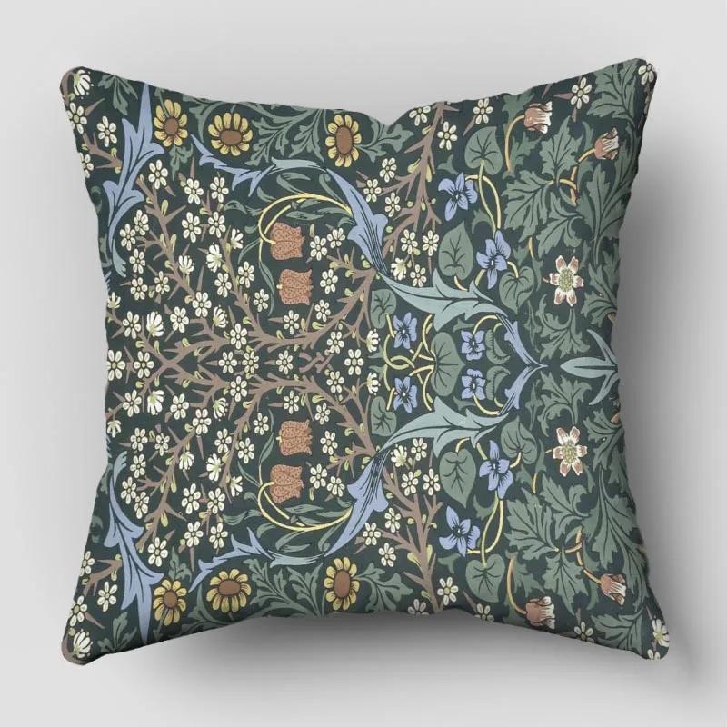 William Morris Pillow Cover Bedroom Home Office Decorative Pillowcase Square Zipper Pillow Cases Satin Fabric Eco-Friendly