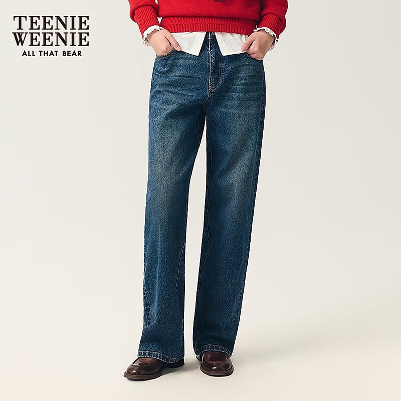 Джинсы Teenie Weenie для женщин, мультяшный мишка, темно-синие M темно-синий
