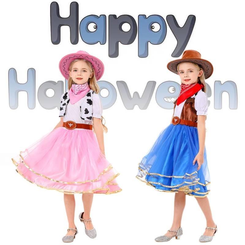 Girl Halloween Princess Denim Dress Costume Sets Party Show Clothes Cosplay