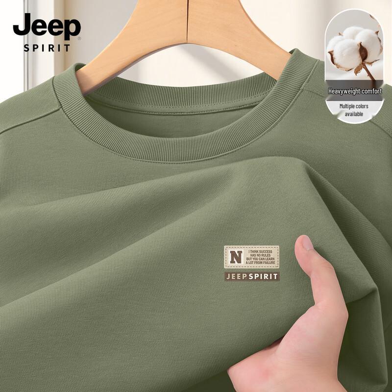 

JEEP SPIRIT Men s 2025 Autumn Heavyweight Loose Fit Long Sleeve T-Shirt 2XL