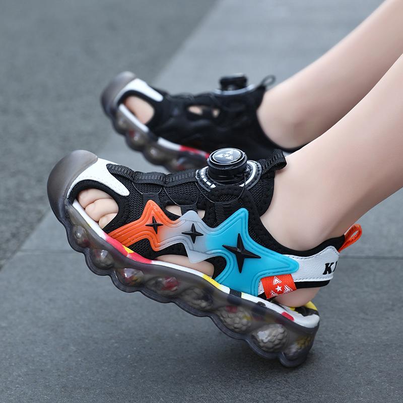 Summer Rotary Button Children's Closed Toe Sandals Beach Shoes Girls' Sports Beach Sandals
