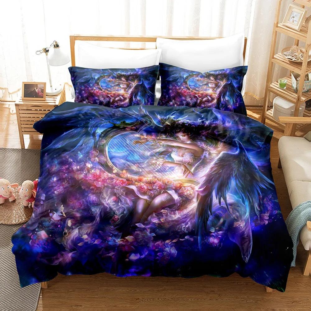 Angel Bedding Set Single Twin Full Queen King Size Fallen Angel Bed Set Aldult Kid Bedroom Duvetcover Sets 3D Print 005