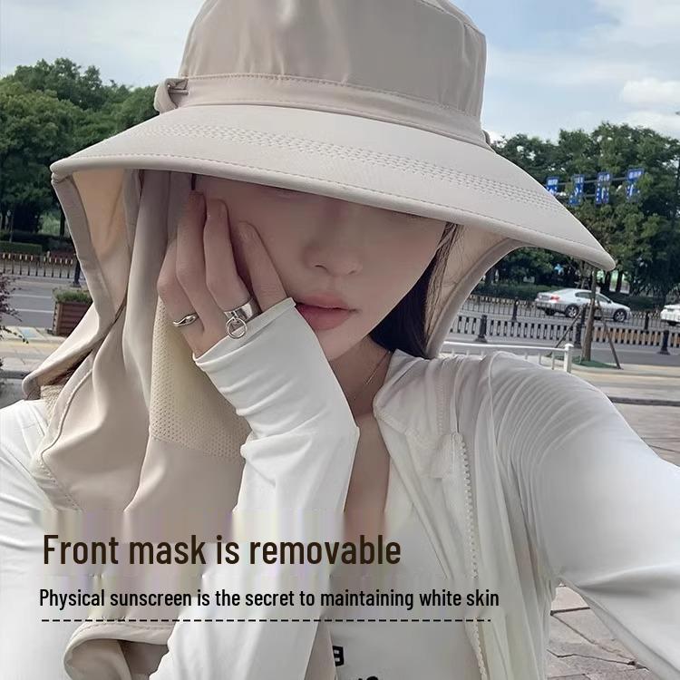 Women's Breathable Sun Protection Hat with Face Mask & Neck Cover - UV Protection for Summer Outdoors