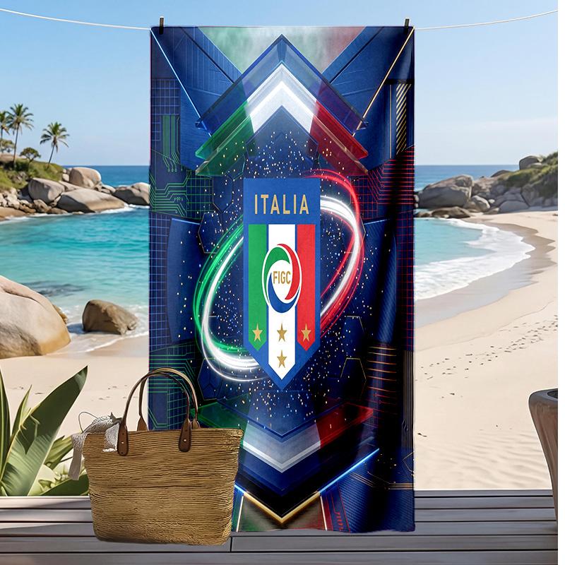 Italy Football Print Beach Towel Quick Dry Super Absorbent Soft Bath Towel for Swimming Beach Travel Fan Souvenir Gift