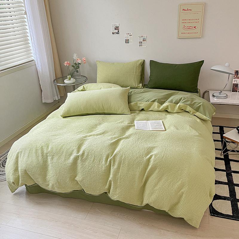Pure Cotton Waffle Duvet Cover Simple Solid Soft Skin Friendly For Single Double And King Size Beds